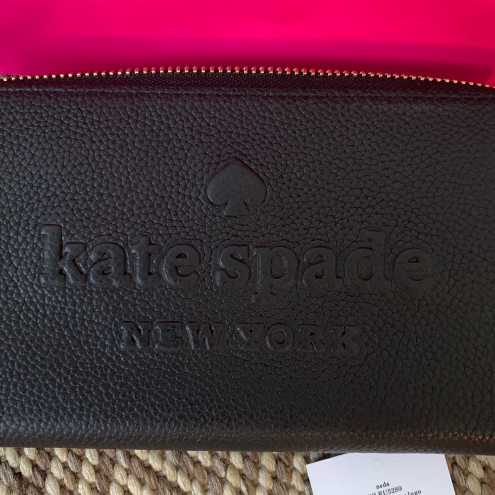 NWT Authentic Kate Spade Black leather logo wallet - Picture 6 of 8